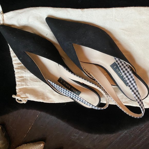 Zara Shoes - Zara kitten heel with gingham ankle strap shoes